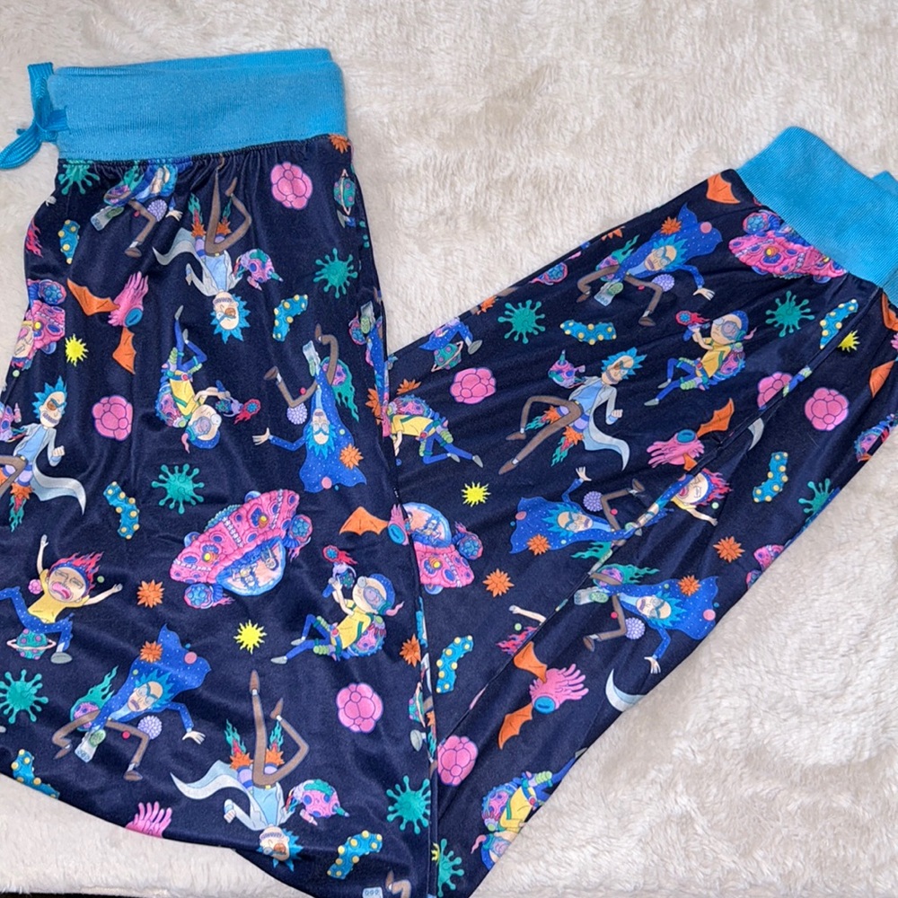 Small Rick & Morty Adult swim silky pajama pants